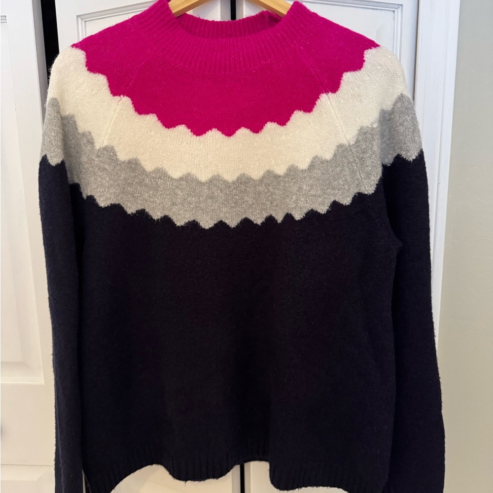 Talbots Mock Neck Sweater With Scalloped Yoke